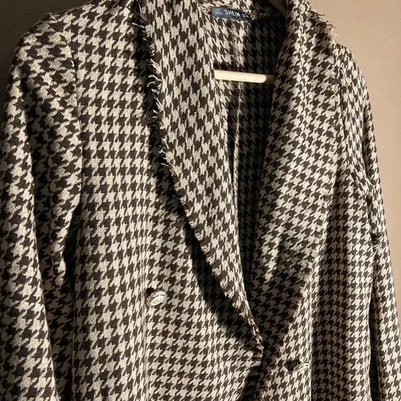 SHEIN houndstooth long blazer - Picture 2 of 5